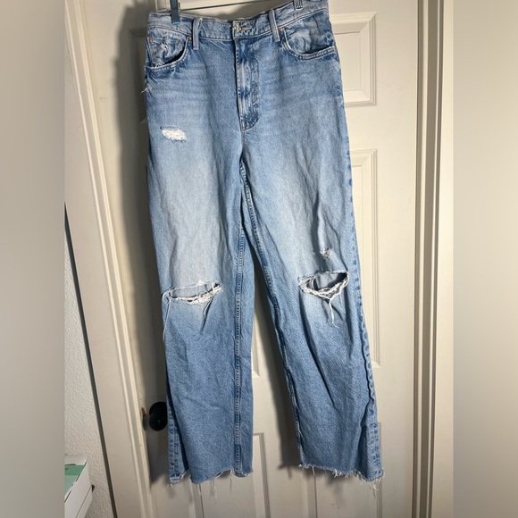 Mother High Waisted Spinner Zip Heel Jeans in Norway Dude Wash Blue 30/33